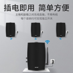 先科14无线壁挂音响商用蓝牙商铺挂壁式音箱  30W黑色无线主箱