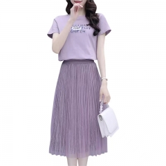 夏季时尚套装裙2022年新款女矮小个子职业网纱半身裙两件套 S